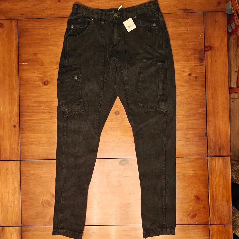 NWT Free People Tapered Cargo Harem Pant Womens 6 Black Cotton Streetwear Slouch